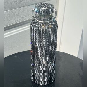 Black Rhinestone Stainless Steel Insulated Water bottle with Detachable Chain